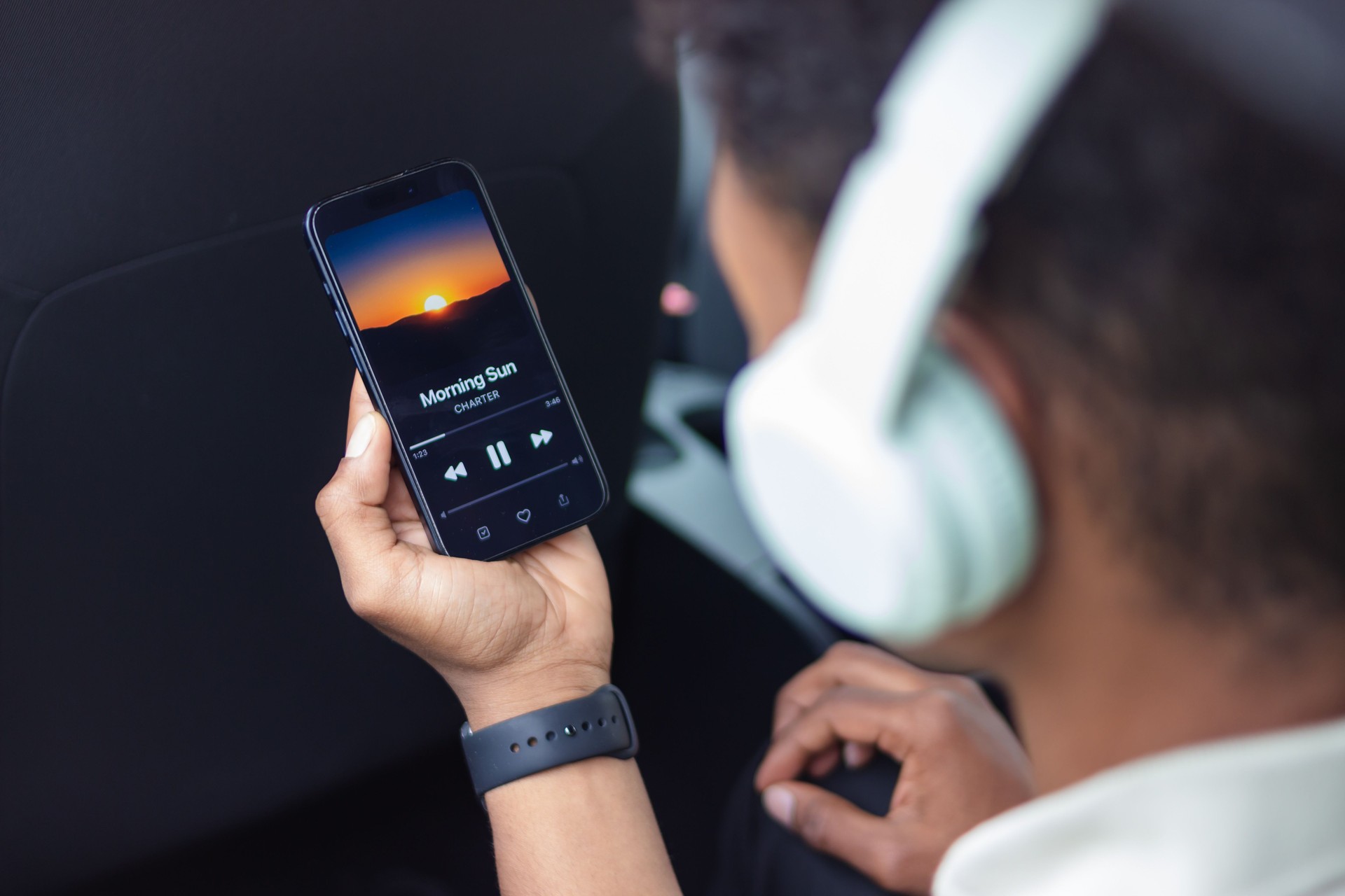 Commuter enjoying his favorite playlist during his daily commute